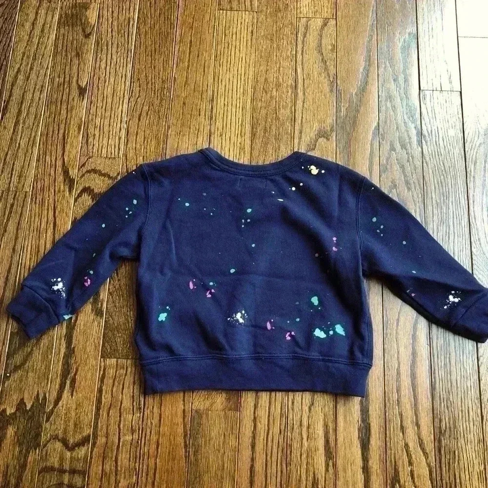 Ralph Lauren Boys 18M Navy Blue Sweater w/Paint Splatter Print Design